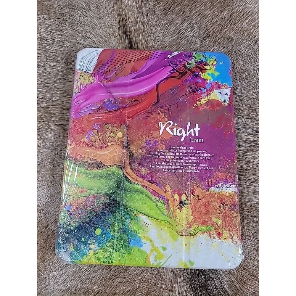 Right & Left Brain Art Design iPad Case Cover w/ Keyboard Folio Colorful Graphic